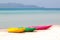 Colorful kayak on beach