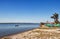 Colorful kayaks, beautiful shore and pleasure boating - Assateague, MD, USA