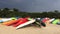 Colorful Kayaks on Stormy Beach