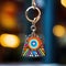A colorful keychain with an owl design, AI