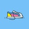 Colorful kids shoe line icon