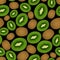 Colorful kiwi fruits dark seamless pattern eps10