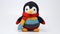 Colorful Knit Penguin Toy With Scarf