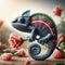 Colorful Knitted Chameleon Artwork, AI Generated