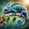 Colorful Knitted Chameleon Artwork, AI Generated