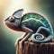 Colorful Knitted Chameleon Artwork, AI Generated