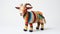 Colorful Knitted Goat Toy Against White Background