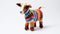 Colorful Knitted Goat Toy On White Background