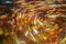 Colorful of Koi craft fish swimming in a lake,abstract blur back