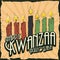 Colorful Kwanzaa Candles in Retro Poster, Vector Illustration