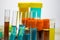 Colorful laboratory test tubes, biochemistry blood tests, urine test, tests tube, medical analysis, research concept, fertility r