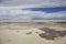 Colorful lagoon at the Salar de Uyuni in Bolivia