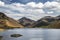 Colorful Lake District mountains landscape reflected in still la