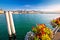 Colorful lake Luzern and town waterfront view