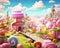 colorful land of delicious Candy land is a place for children to eat candy.