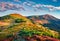 Colorful landscape with Petros peak on background.