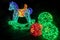 Colorful Large Children\\\'s Rocking Horse outdoor park Christmas Holiday Light Display.