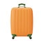 A colorful large suitcase with green and orange 3d render