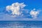 Colorful Large White Rain Cloud Blue Water Moorea Tahiti