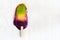 Colorful layer natural fruit ice cream on a stick. Top view with