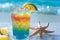 Colorful Layered Mermaid Drinks with Ice in Tall Glasses