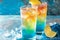 Colorful Layered Mermaid Drinks in Tall Glass