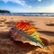 Colorful Leaf On Beach: Photorealistic Fantasy In Luminous Glazes