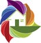 Colorful leaf home logo