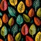 Colorful Leaf Icon Pattern: Mid-century Illustration Inspired Design