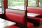 Colorful leather booth seats at the diner