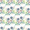 Colorful leaves and flowers, in a seamless pattern design