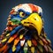 Colorful Lego Eagle: Hyper-realistic 3d Bird Sculpture With Industrial Aesthetic