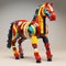 Colorful Lego Horse In Digital Constructivism Style
