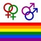 Colorful lesbian, gay, bisexual, and transgender LGBT rights icons. Women and man Homosexuality symbol with rainbow flag