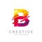 Colorful letter B tech logo design vector with pixel/glitch motion concept. multimedia, technology, digital, innovation company