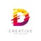 Colorful letter D tech logo design vector with pixel/glitch motion concept. multimedia, technology, digital, innovation company