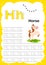 Colorful letter H Uppercase and Lowercase alphabet A-Z, Tracing and writing daily printable A4 practice worksheet with cute