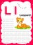 Colorful letter L Uppercase and Lowercase alphabet A-Z, Tracing and writing daily printable A4 practice worksheet with cute