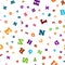 Colorful letter seamless pattern on white background