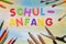 Colorful letters, german word, concept school beginning