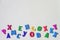 Colorful letters on a light background, magnetic alphabet