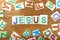 Colorful letters spelled as jesus