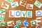 Colorful letters spelled as love