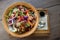 Colorful Lettuce Salad in a Wooden Bowl