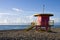 Colorful lifeguard stand, in South Beach, Miami, F