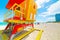 Colorful lifeguard tower in world famous Miami Beach