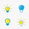 Colorful Light bulbs. Bulb icon set.