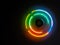 Colorful light neon circle in dark black background