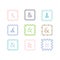 Colorful and light pastel colors ampersand square icons set