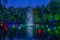 Colorful light in the pond with a fountain during the festival of lights in the New Plymouth